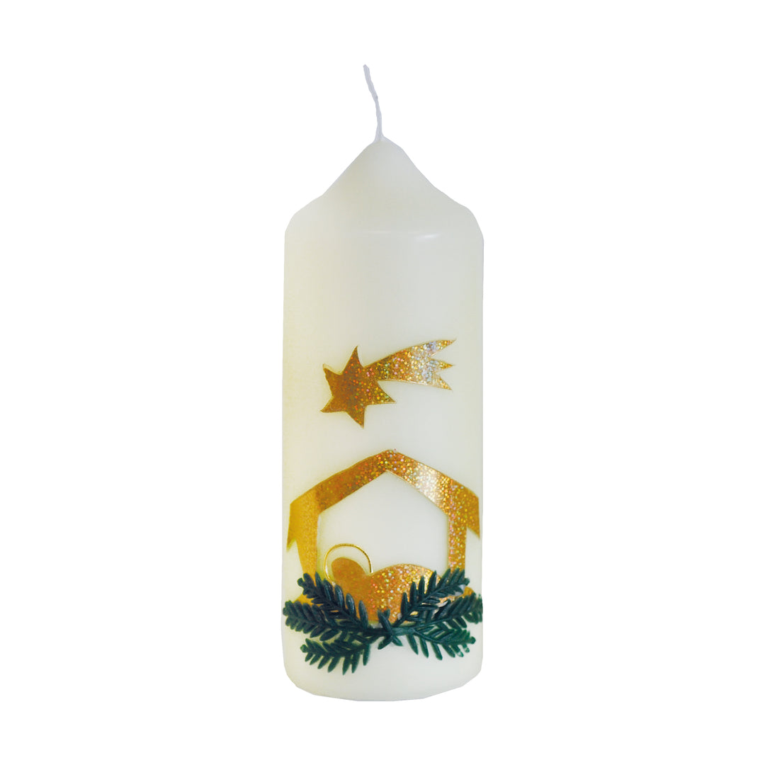 Bougie de Noël 160x60 mm W 101 décorée à la main