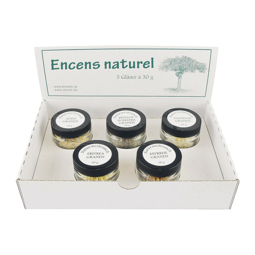 Encens naturel 5 sortes différentes dans un bocal à 30 g (1 emballage = 5 bocaux)