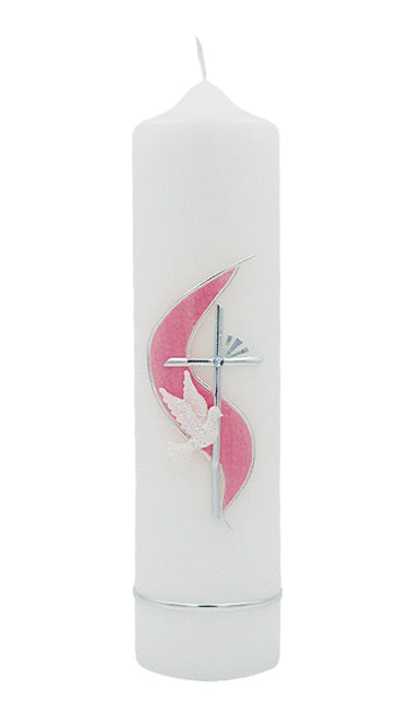 Bougie de Baptême rose 250mm x 70 mm