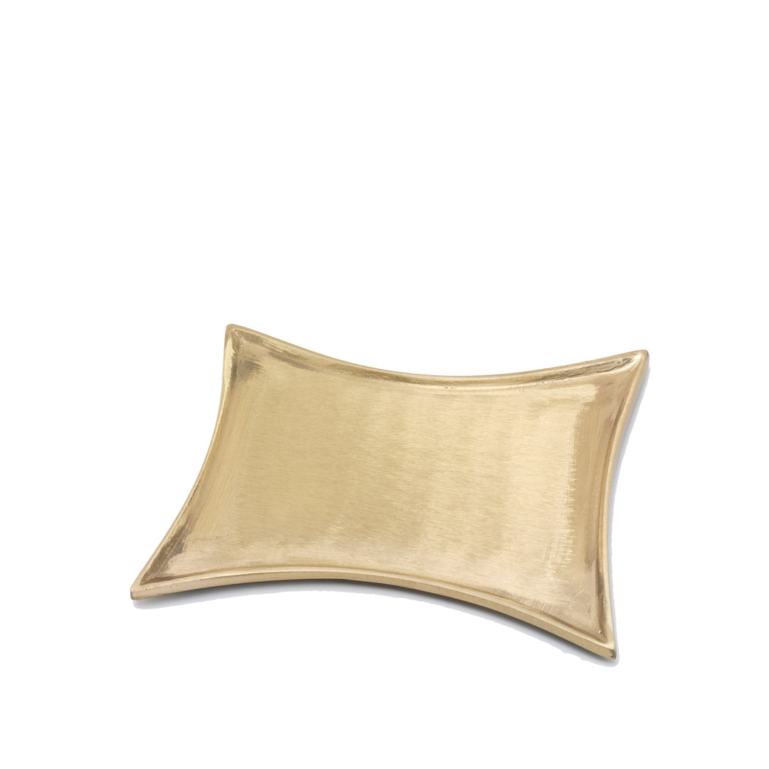 Konkaver Kerzenteller aus mattem Messing, 11 x 7 cm, Nr. 1