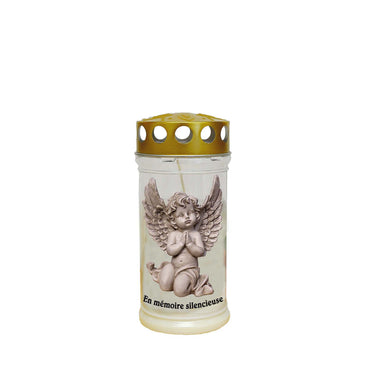 Lumière funéraire avec motif MI 08 Durée de combustion au choix : 4 ou 7 jours