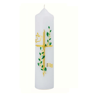 Bougie de baptême décorée à la main T 17 en 2 tailles