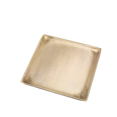 Quadratischer Kerzenteller aus mattem Messing, 9 x 9 cm, Nr. 13