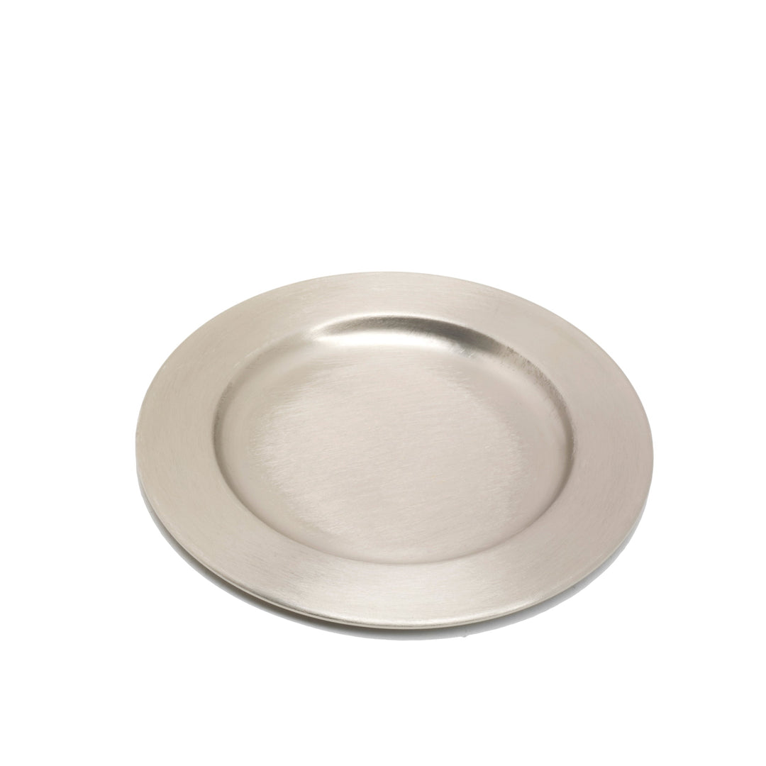 Assiette à bougie ronde bord large laiton nickelé Ø 14 cm Nr. 18