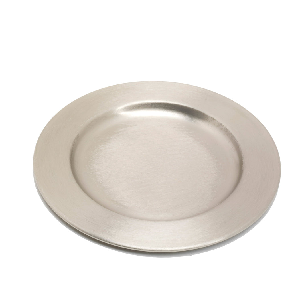 Assiette à bougie ronde bord large laiton nickelé Ø 17 cm Nr 18