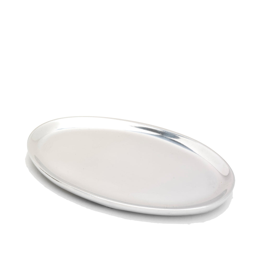 Assiette à bougie ovale aluminium poli 17 x 10 cm n° 5