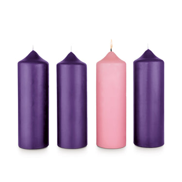 Bougies de l'Avent violet et vieux rose 10% cire d'abeille en qualité RAL tailles au choix