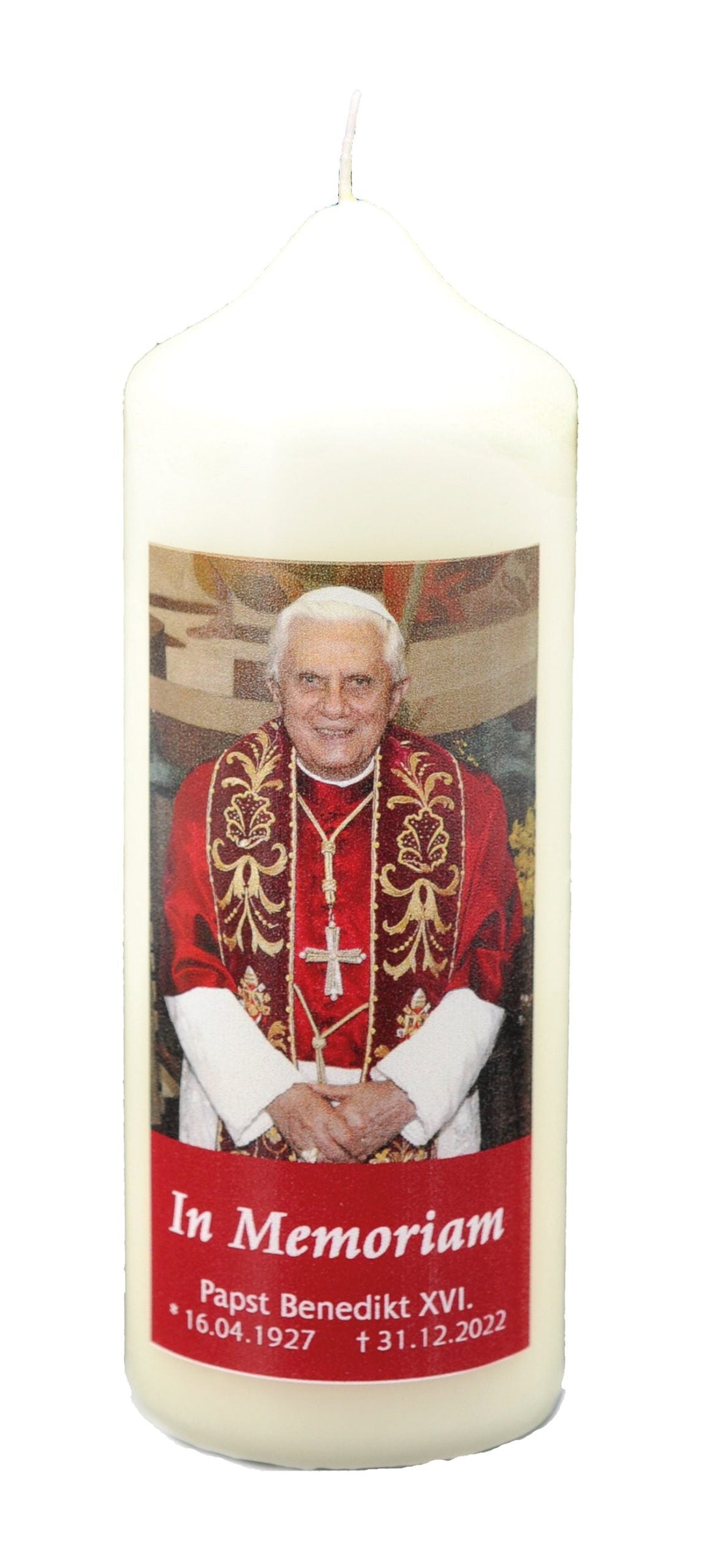 Zum Gedenken an Papst Benedikt XVI. Fotokerze 165x60 mm PB 08