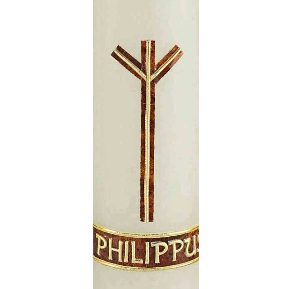 Bougie permanente avec motif d'apôtre 200x50 mm décorée à la main et revêtement en cire